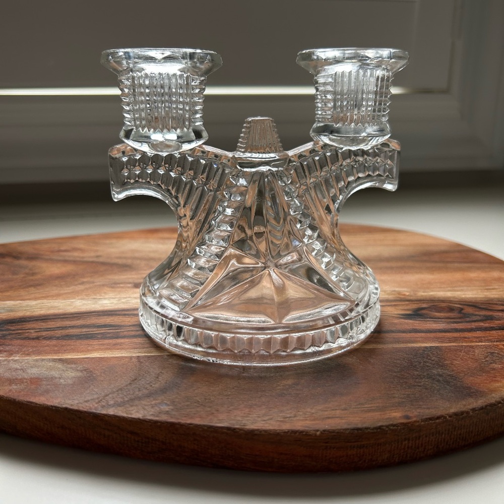 Vintage Federal Glass Co. “Wigwam” Double Light Candle Holder. Made U.S.A.